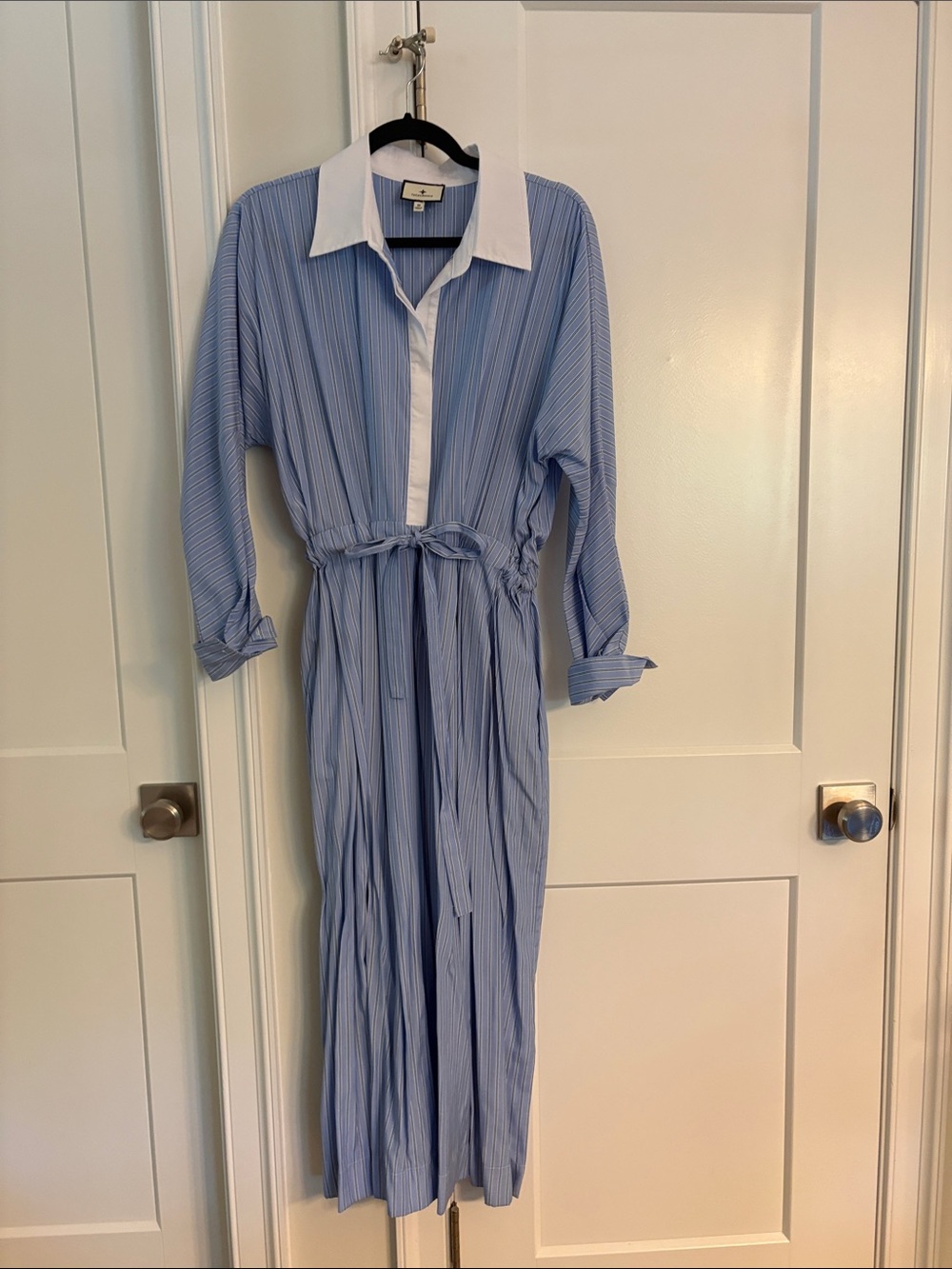 Tuckernuck Light Blue & White Striped Maxi Shirt Dress